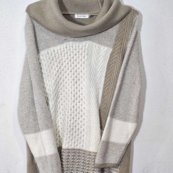 Calvin Klein Beige and Cream Cowl Neck Sweater - Picture 5 of 12